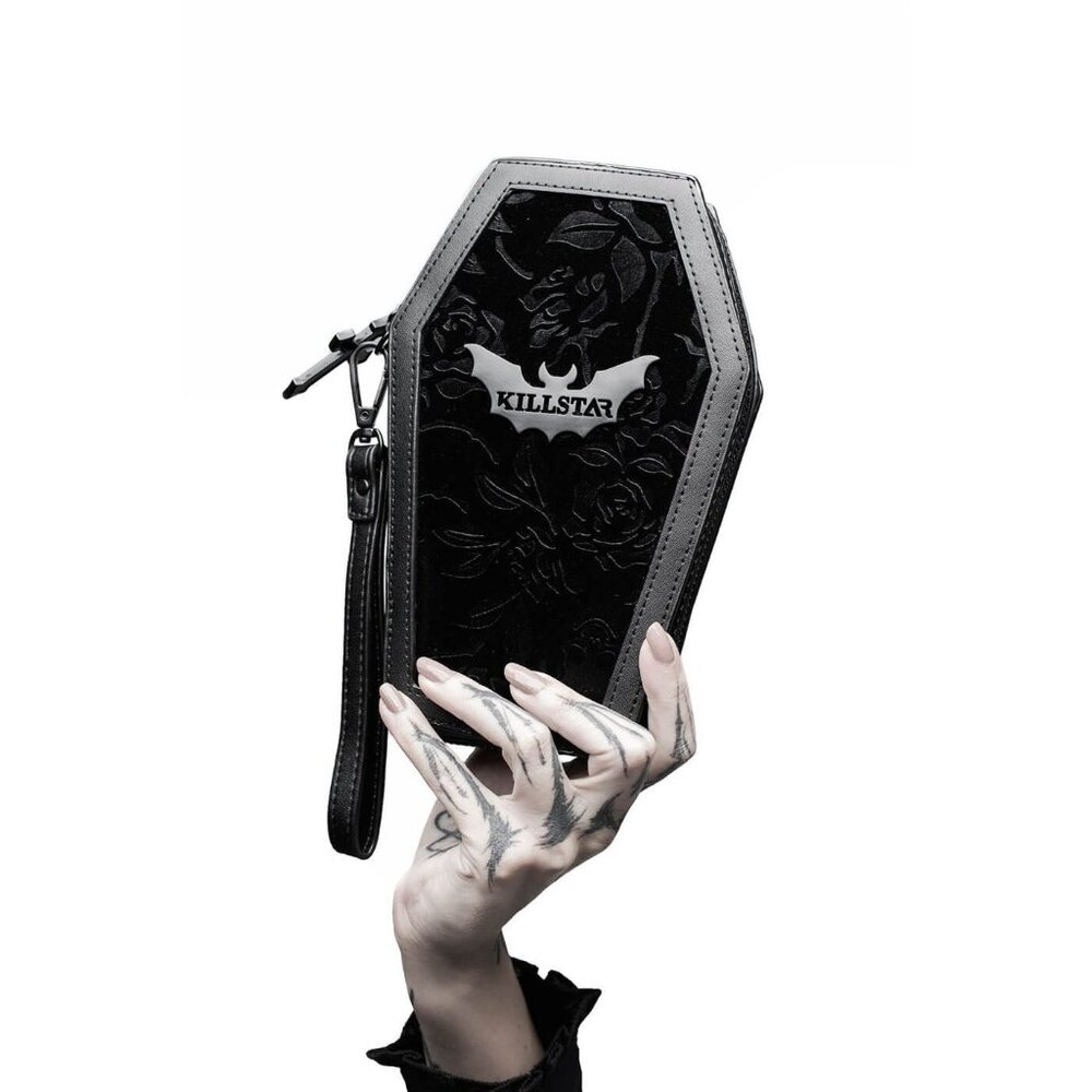 Killstar Vampire's Kiss Coffin Wallet Burnout Velvet Black Bat Accent New In Box